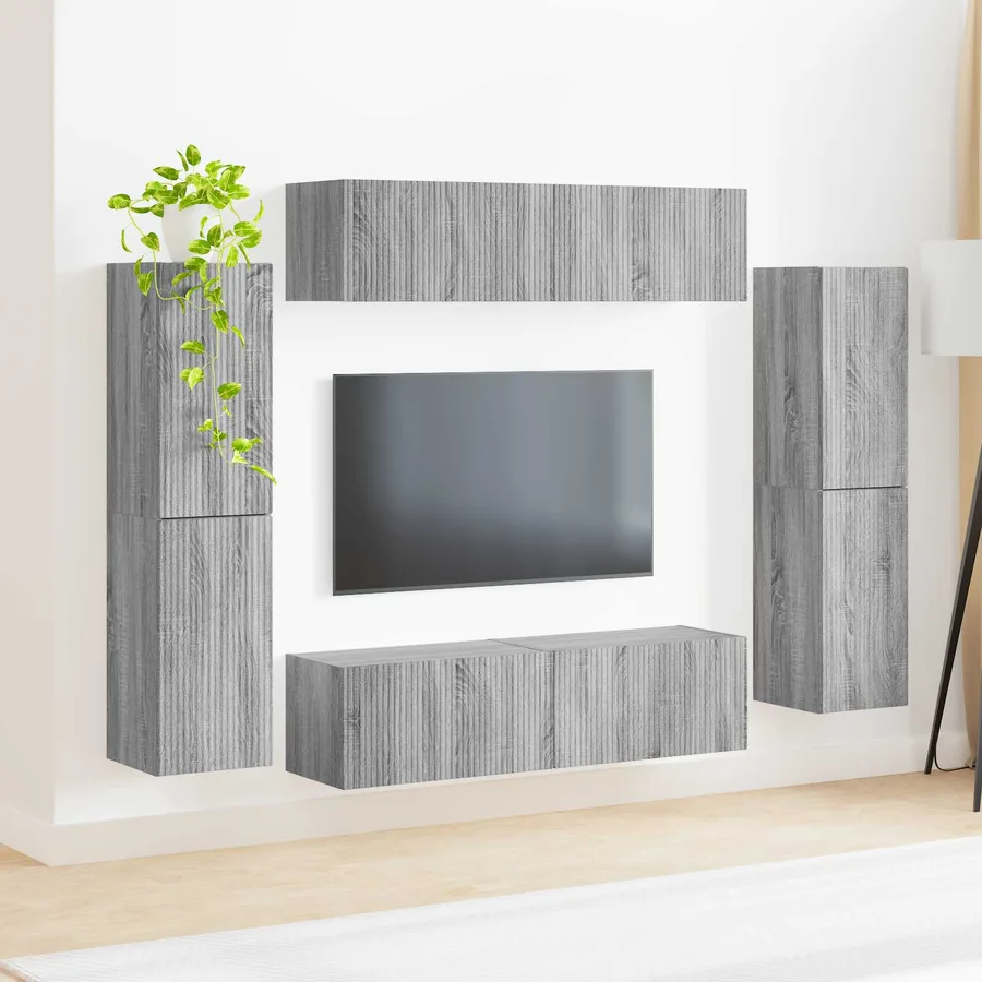 Ensemble meuble TV 8 pcs Gris Sonoma Bois d'ingénierie - 4