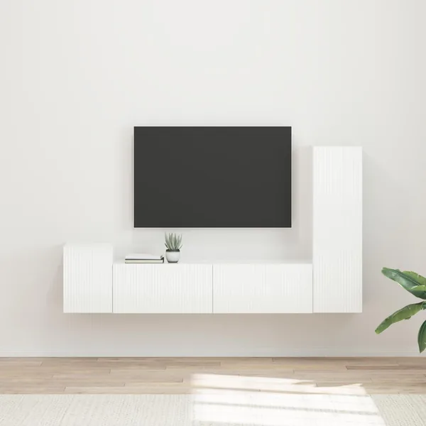 Ensemble meuble TV 4 pcs Blanc brillant Bois d'ingénierie