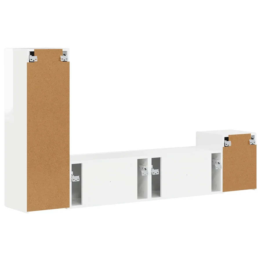 Ensemble meuble TV 4 pcs Blanc brillant Bois d'ingénierie - 9