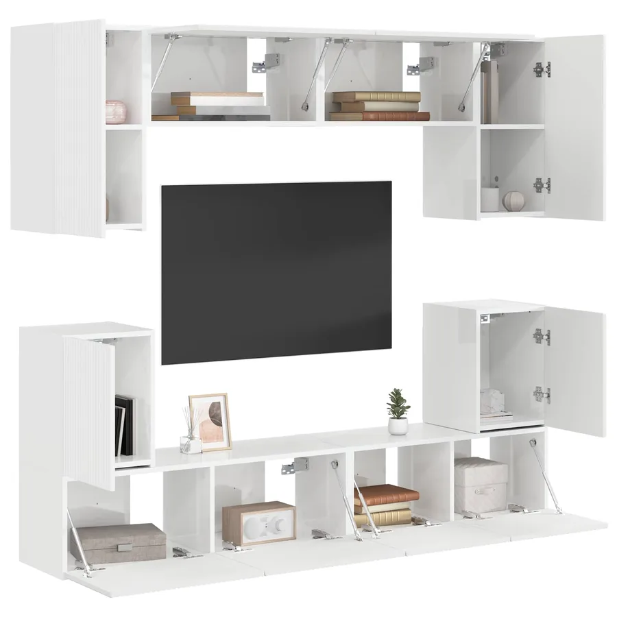 Ensemble meuble TV 5 pcs Blanc brillant Bois d'ingénierie - 3