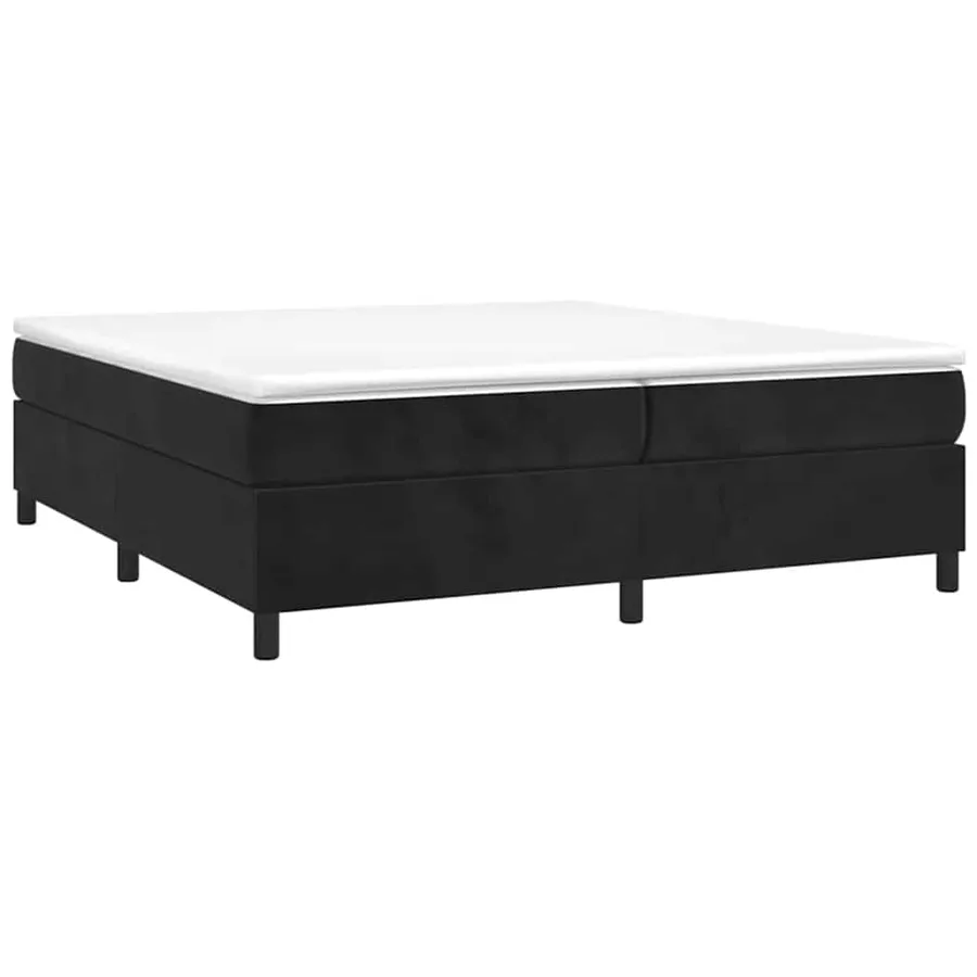 Sommier à lattes de lit et matelas Noir 200x200 cm Velours - 2