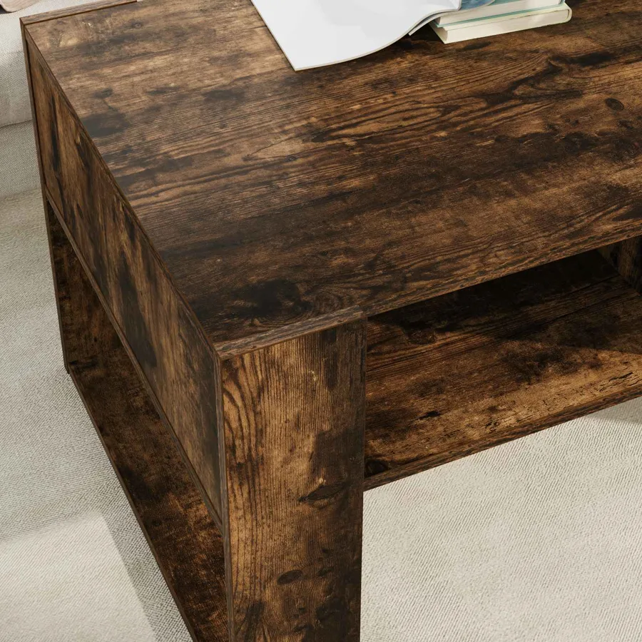 Table basse Chêne fumé 92 x 53 x 45 cm Bois d'ingénierie - 4