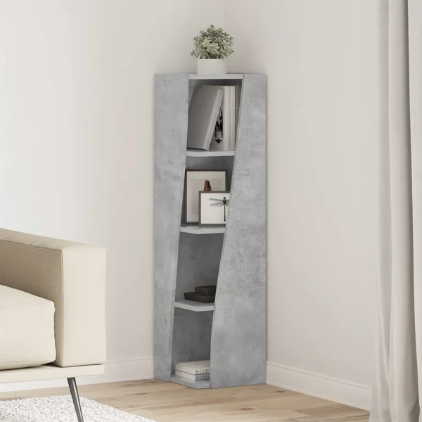 Meuble d'angle Gris béton 27,5x27x102cm Bois d'ingénierie