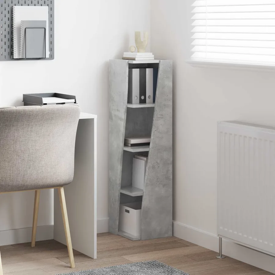 Meuble d'angle Gris béton 27,5x27x102cm Bois d'ingénierie - 4