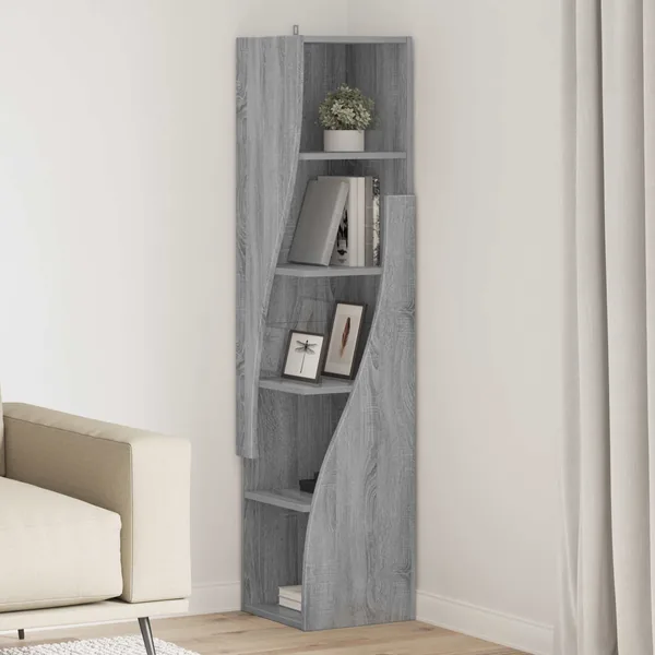 Meuble d'angle Gris Sonoma 32x32x140cm Bois d'ingénierie