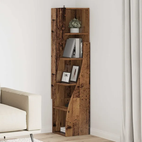 Meuble d'angle Bois ancien 32x32x140cm Bois d'ingénierie