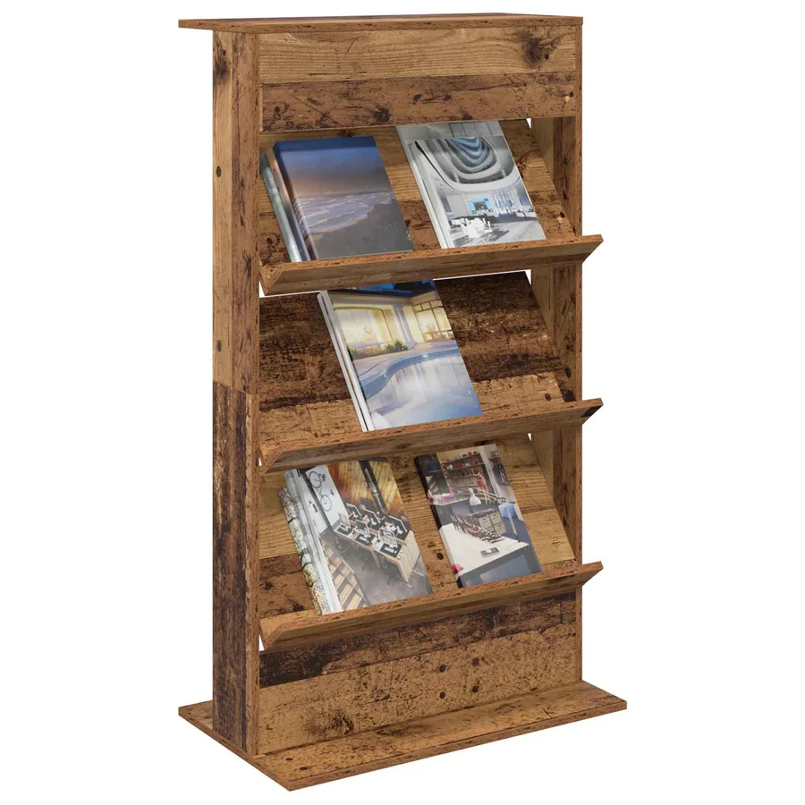 Étagère à magazines avec étagère Bois ancien 70 x 41 x 126 cm - 3