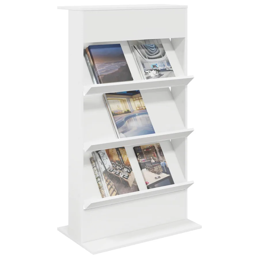 Étagère à magazines Blanc 70 x 41 x 126 cm Bois d'ingénierie - 3