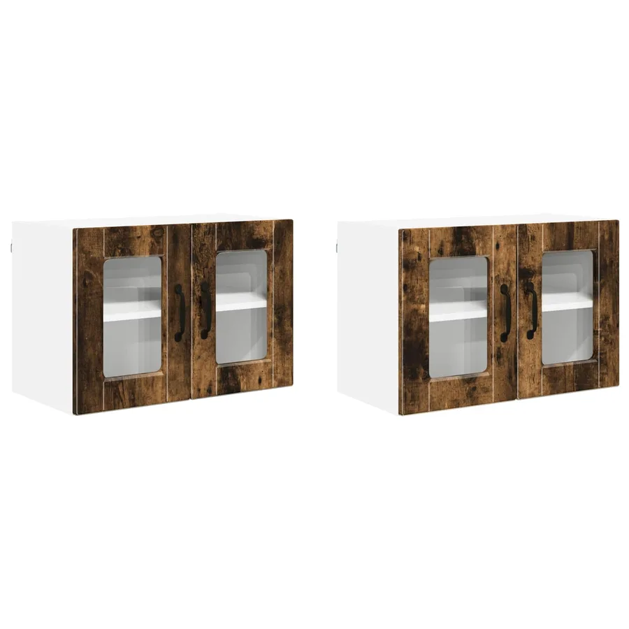 Cabinet en verre mural PORTO 2 pcs Chêne fumé 60 x 31 x 40 cm - 2