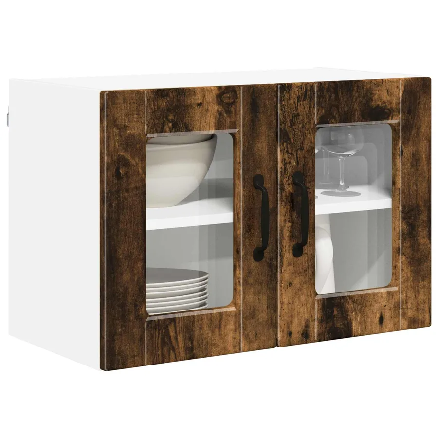 Cabinet en verre mural PORTO 2 pcs Chêne fumé 60 x 31 x 40 cm - 3