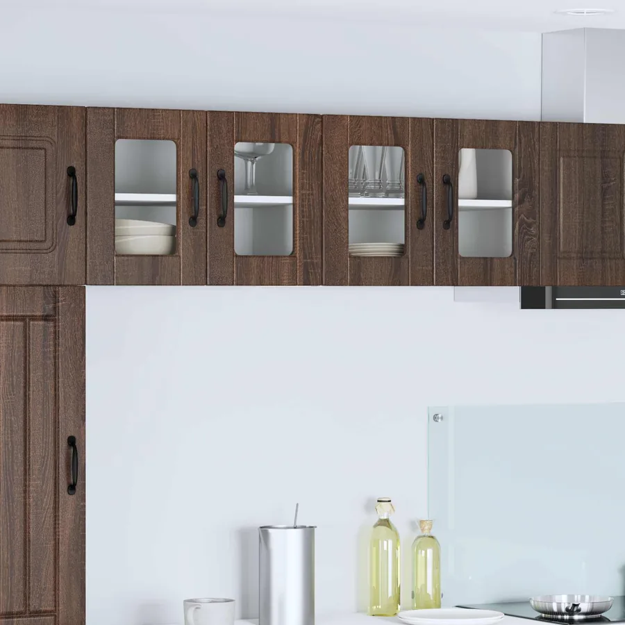 Cabinet en verre mural PORTO 2 pcs Chêne brun 60 x 31 x 40 cm