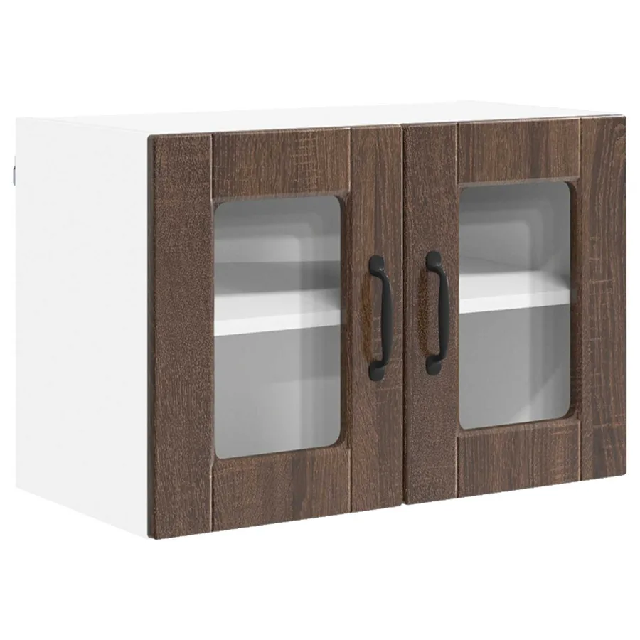 Cabinet en verre mural PORTO 2 pcs Chêne brun 60 x 31 x 40 cm - 5