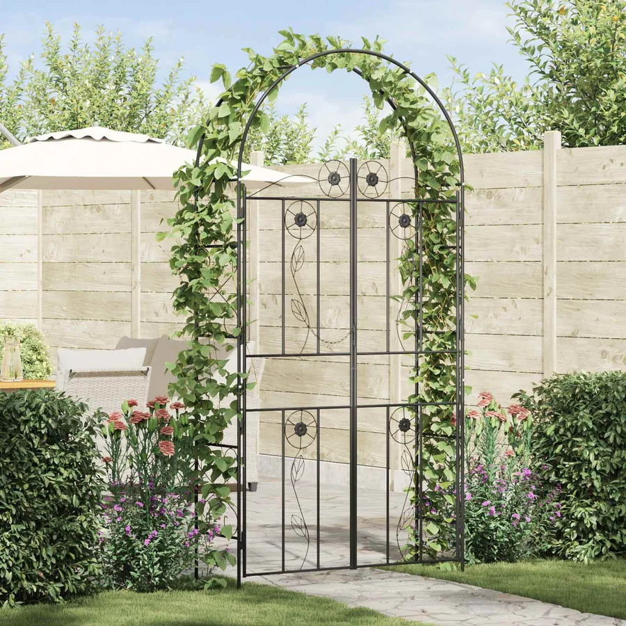 Arche de jardin Uni Noir 115 x 37 x 226 cm