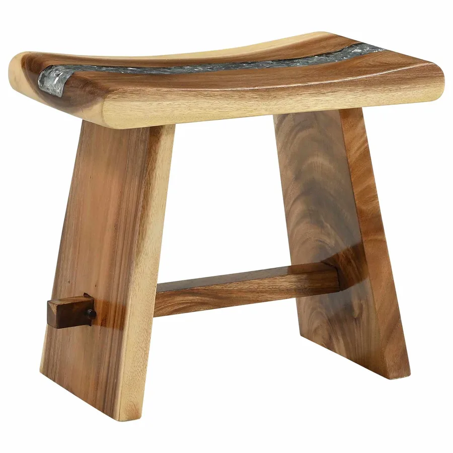 Tabouret de Douche Naturel 50 x 30 x 44 cm Bois de suar solide - 2