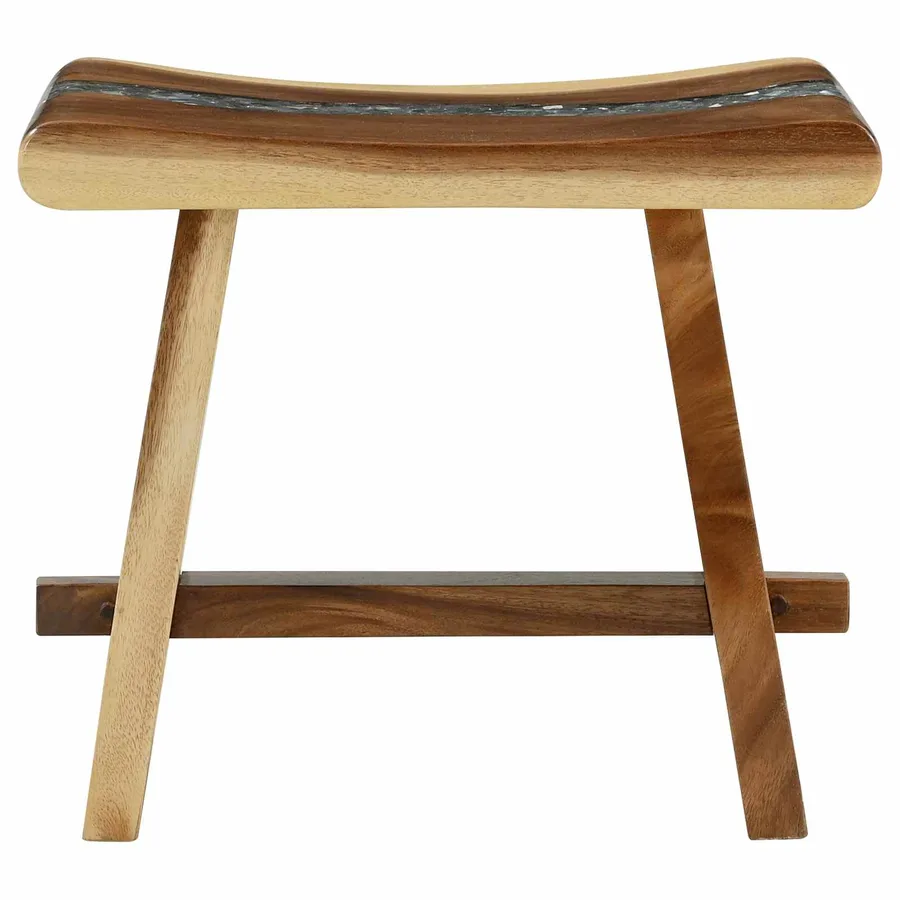 Tabouret de Douche Naturel 50 x 30 x 44 cm Bois de suar solide - 5