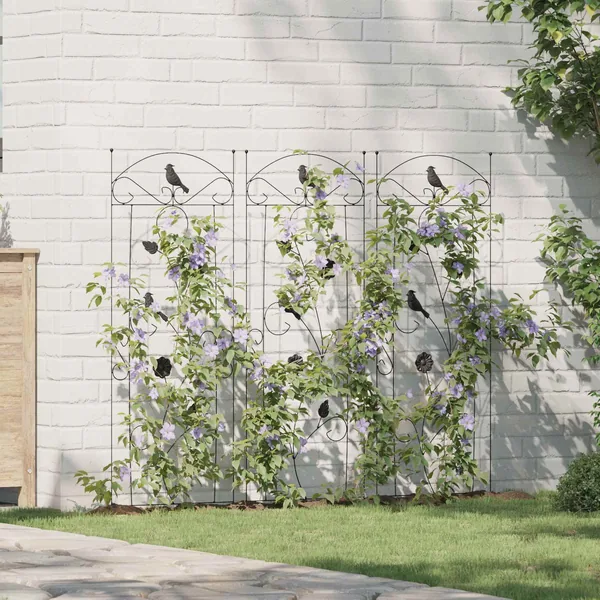 Clôture de jardin 3 pcs Noir 110 x 40 cm Acier