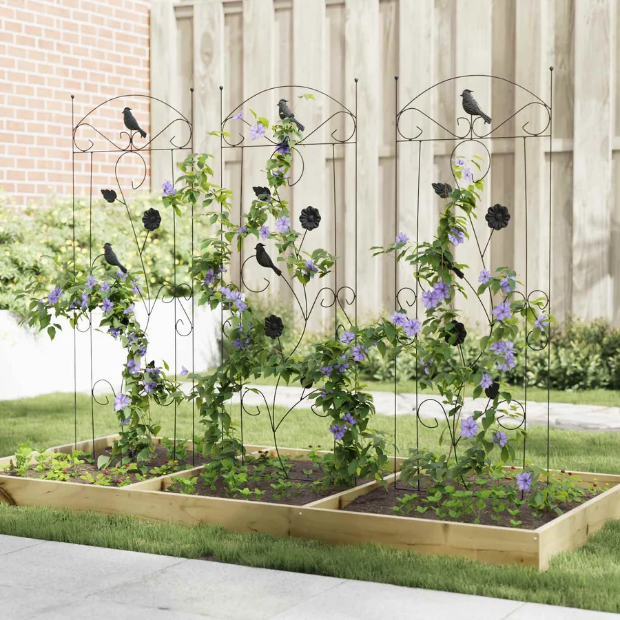Clôture de jardin 3 pcs Noir 110 x 40 cm Acier - 4