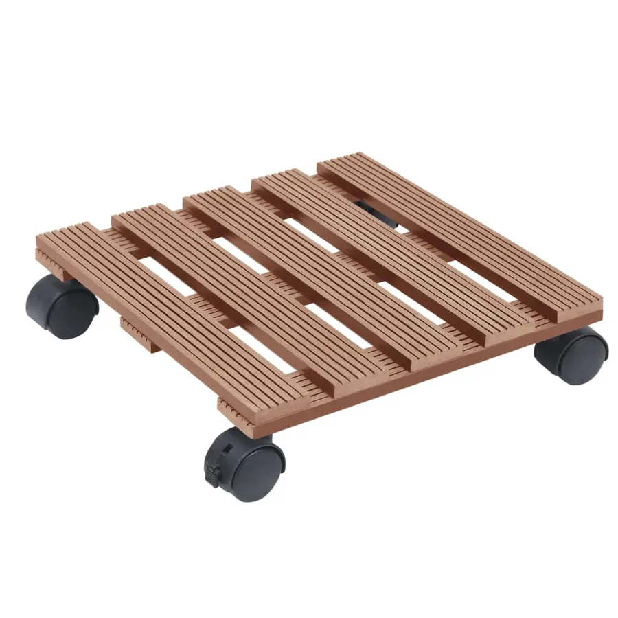 Chariots à plantes 2 pcs Marron 30x30x7,5 cm WPC - 2