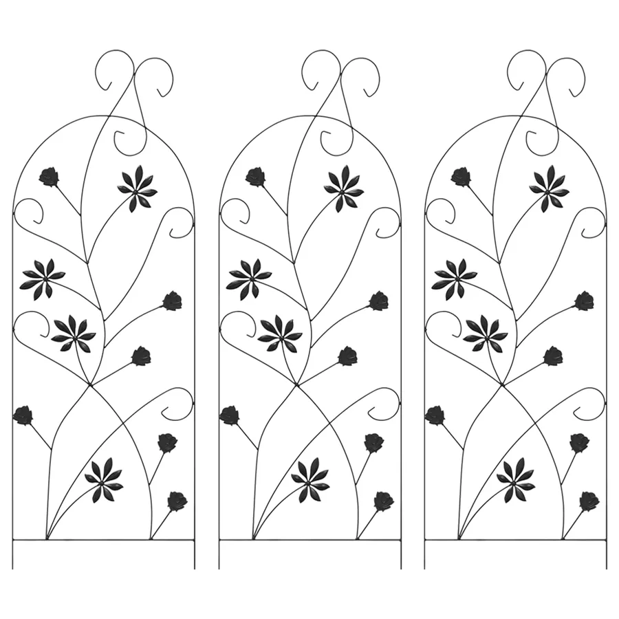 Clôture de jardin 3 pcs Noir 112 x 39,5 cm Acier - 2