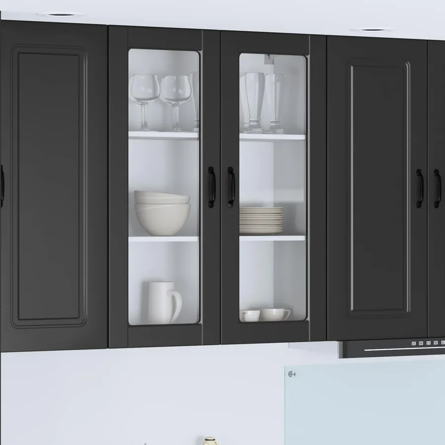 Cabinet en verre mural PORTO Noir 80 x 31 x 100 cm