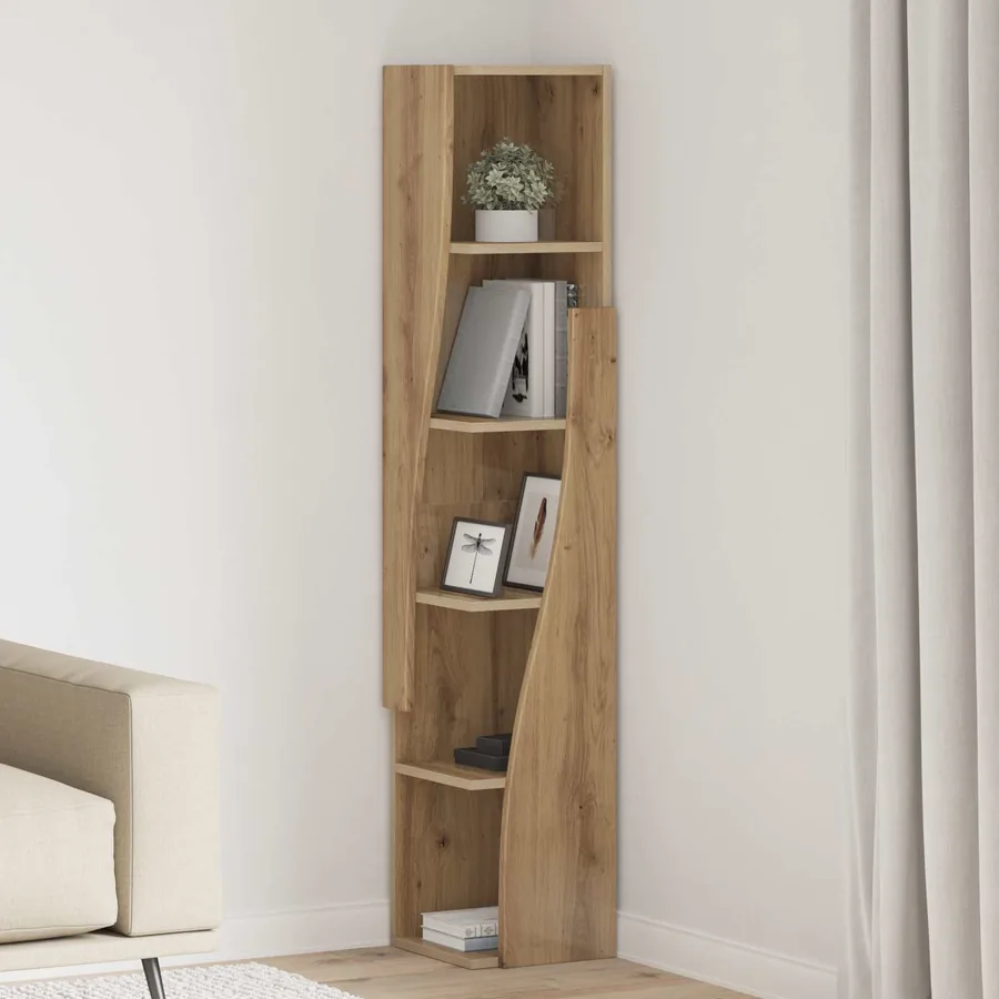 Meuble d'angle 27,5x27x140cm Bois d'ingénierie Chêne artisanal