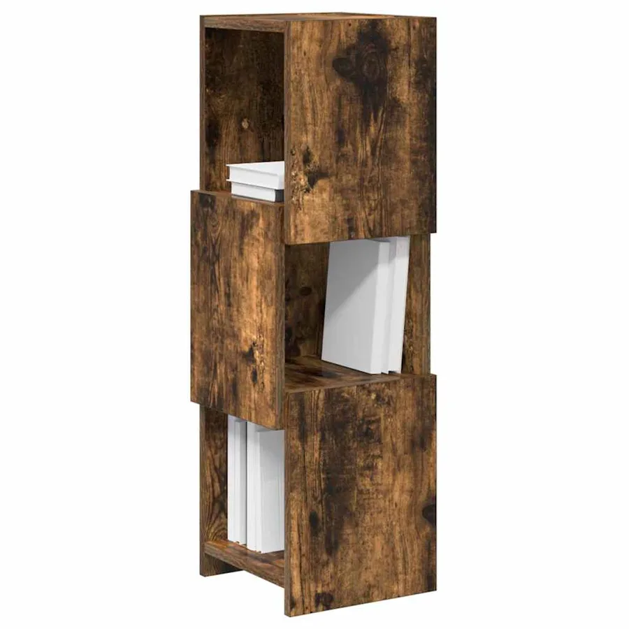 Meuble d'angle Chêne fumé 25,5x25x80cm Bois d'ingénierie - 3