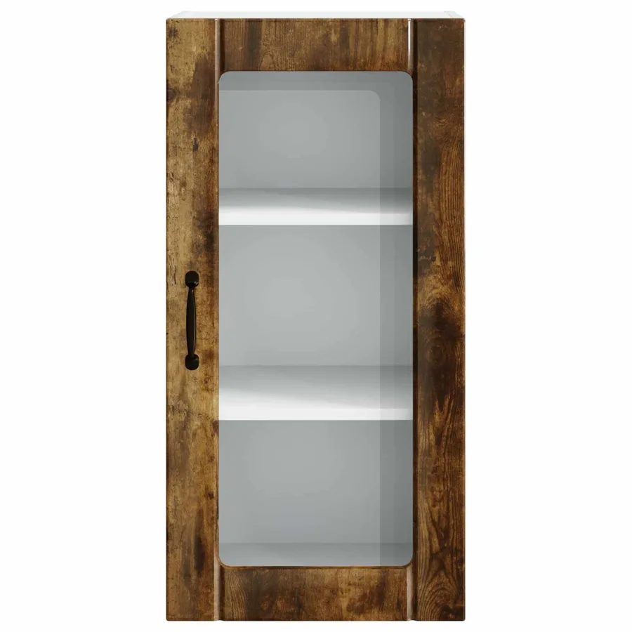 Cabinet en verre mural PORTO Chêne fumé 40 x 31 x 80 cm - 6