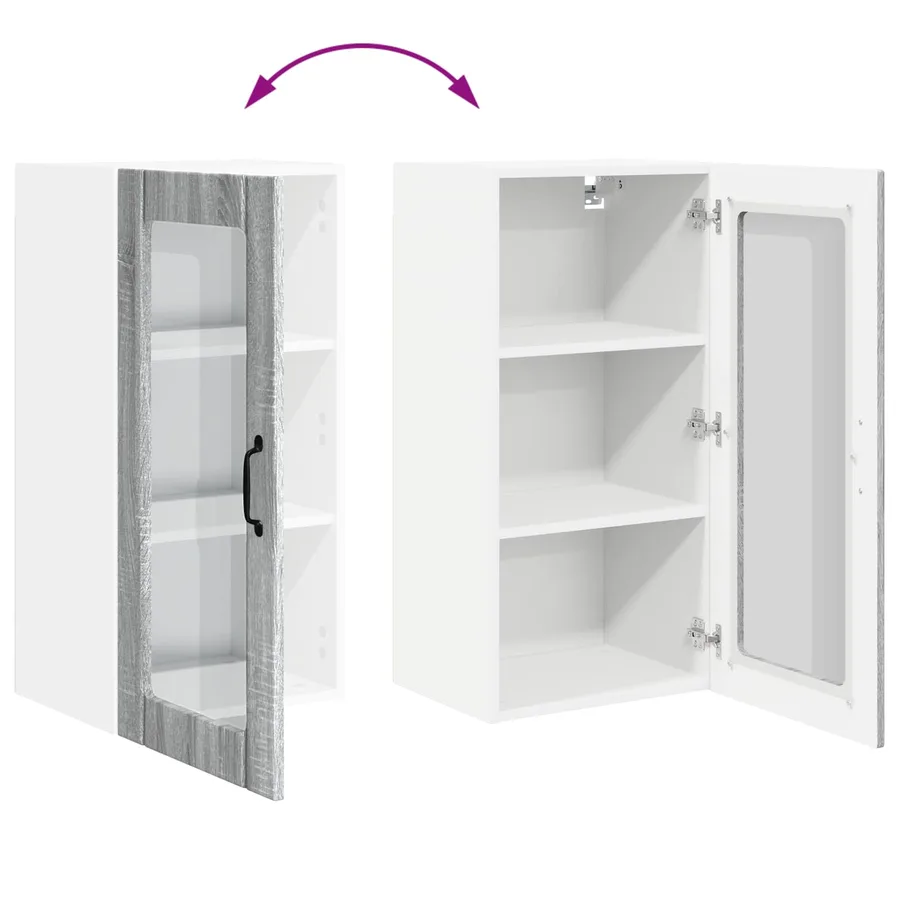 Cabinet en verre mural PORTO Gris Sonoma 40 x 31 x 80 cm - 11