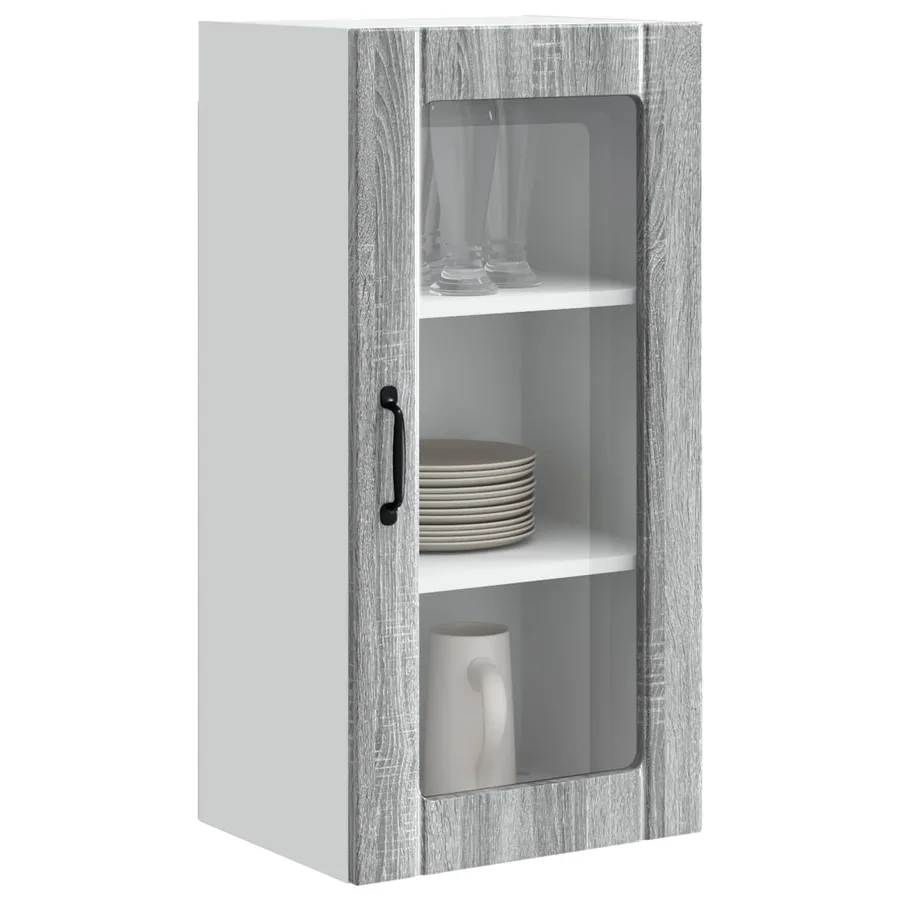 Cabinet en verre mural PORTO Gris Sonoma 40 x 31 x 80 cm - 3