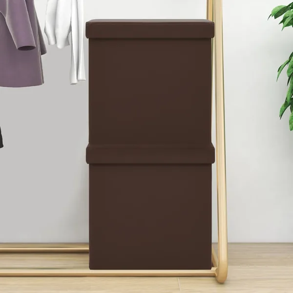 Tabourets de rangement pliables lot de 2 marron PVC