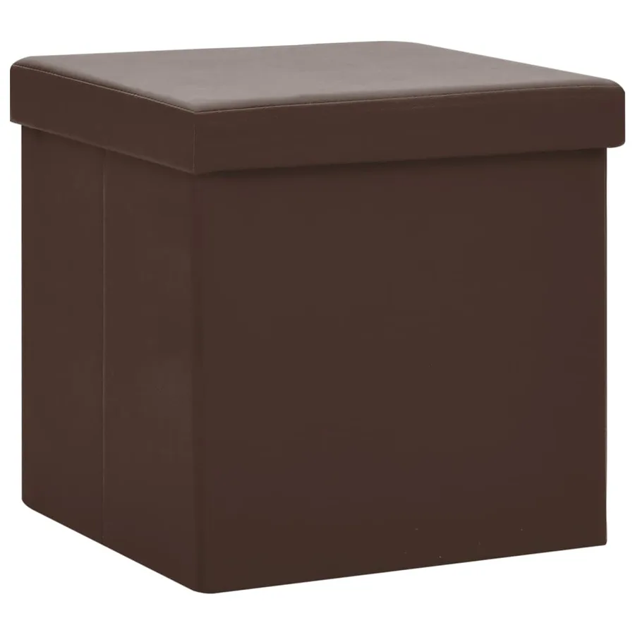Tabourets de rangement pliables lot de 2 marron PVC - 3