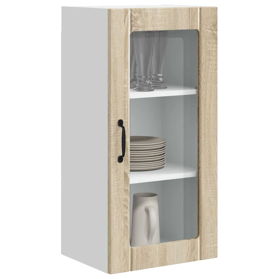 Cabinet en verre mural PORTO Chêne Sonoma 40 x 31 x 80 cm - 3