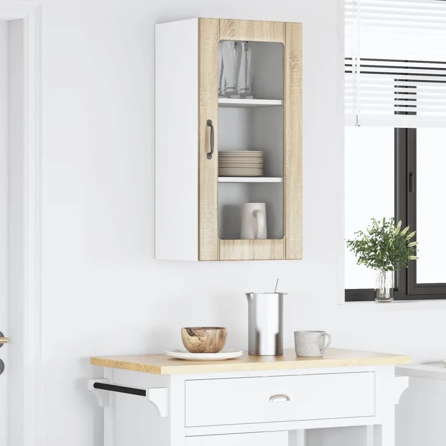 Cabinet en verre mural PORTO Chêne Sonoma 40 x 31 x 80 cm - 4