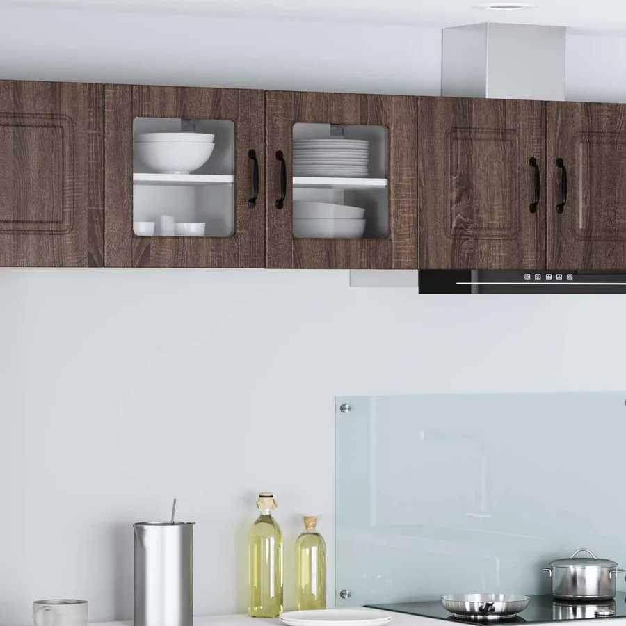 Cabinet en verre mural PORTO 2 pcs Chêne brun 40 x 31 x 40 cm