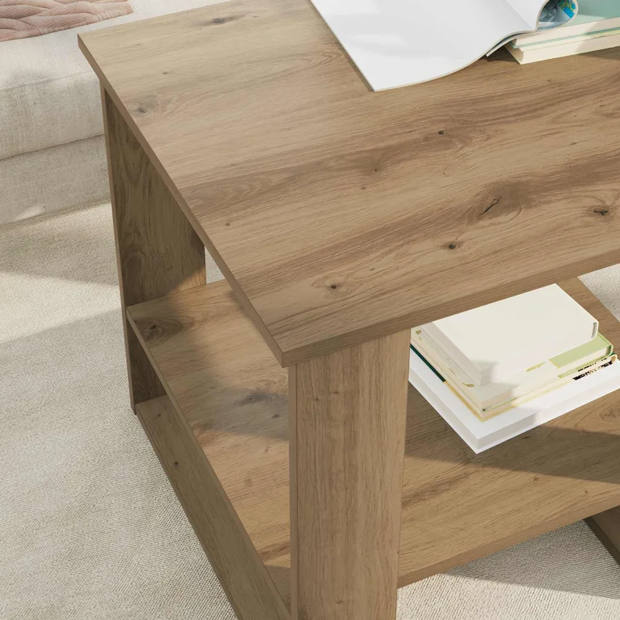 Table basse Chêne artisanal 51 x 50 x 50 cm Bois d'ingénierie - 4