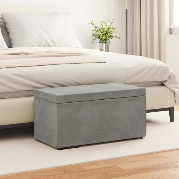 Tabouret Gris clair 81 x 41 x 40 cm Velours et Bois Composite