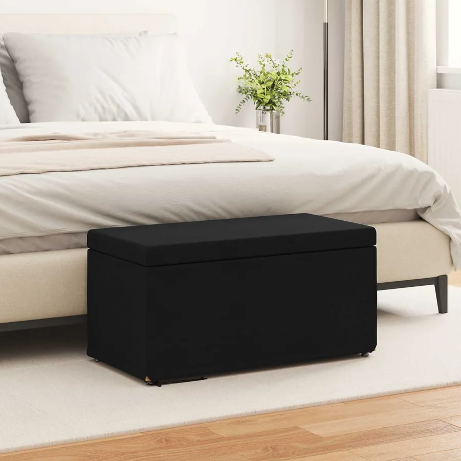 Tabouret Noir 81 x 41 x 40 cm Tissu et bois stratifié