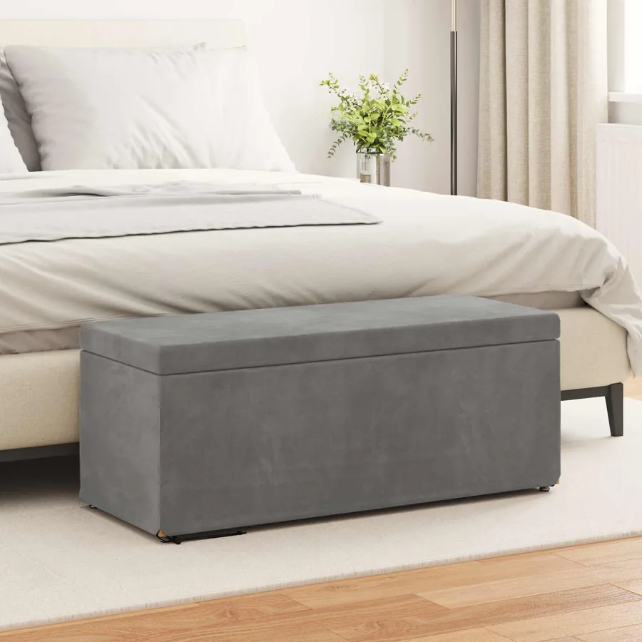 Tabouret Gris foncé 101 x 41 x 40 cm Velours et Bois Composite