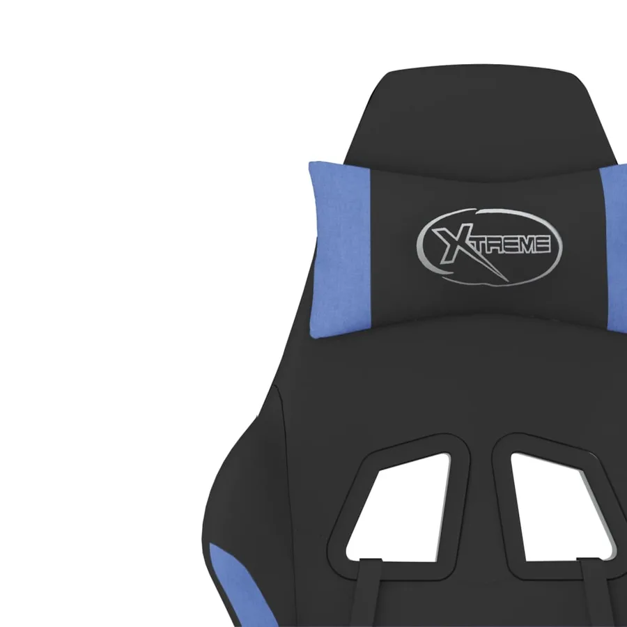 Chaise de jeu de massage avec repose-pied Noir et bleu Tissu - 8
