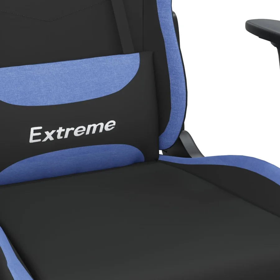 Chaise de jeu de massage avec repose-pied Noir et bleu Tissu - 9