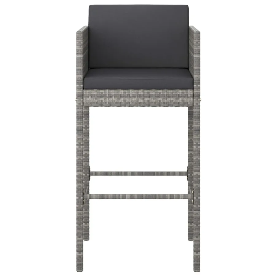 Ensemble de bar de jardin 5 pcs et coussins Résine tressée Gris - 4