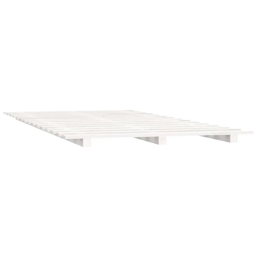 Cadre de lit sans matelas blanc 150x200 cm bois de pin massif - 4