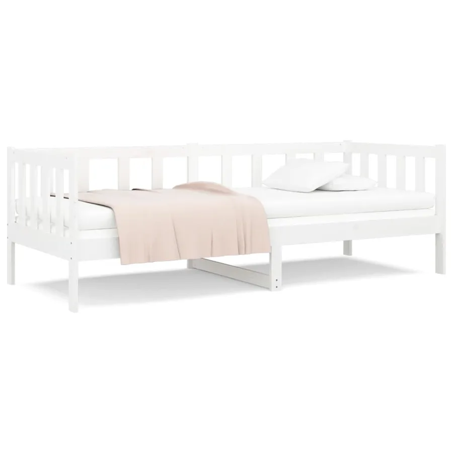Lit de jour sans matelas blanc 80x200 cm bois de pin massif - 2