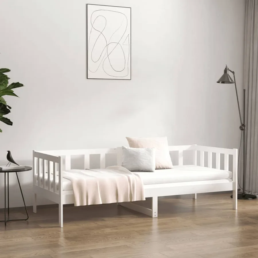 Lit de jour sans matelas blanc 80x200 cm bois de pin massif - 3