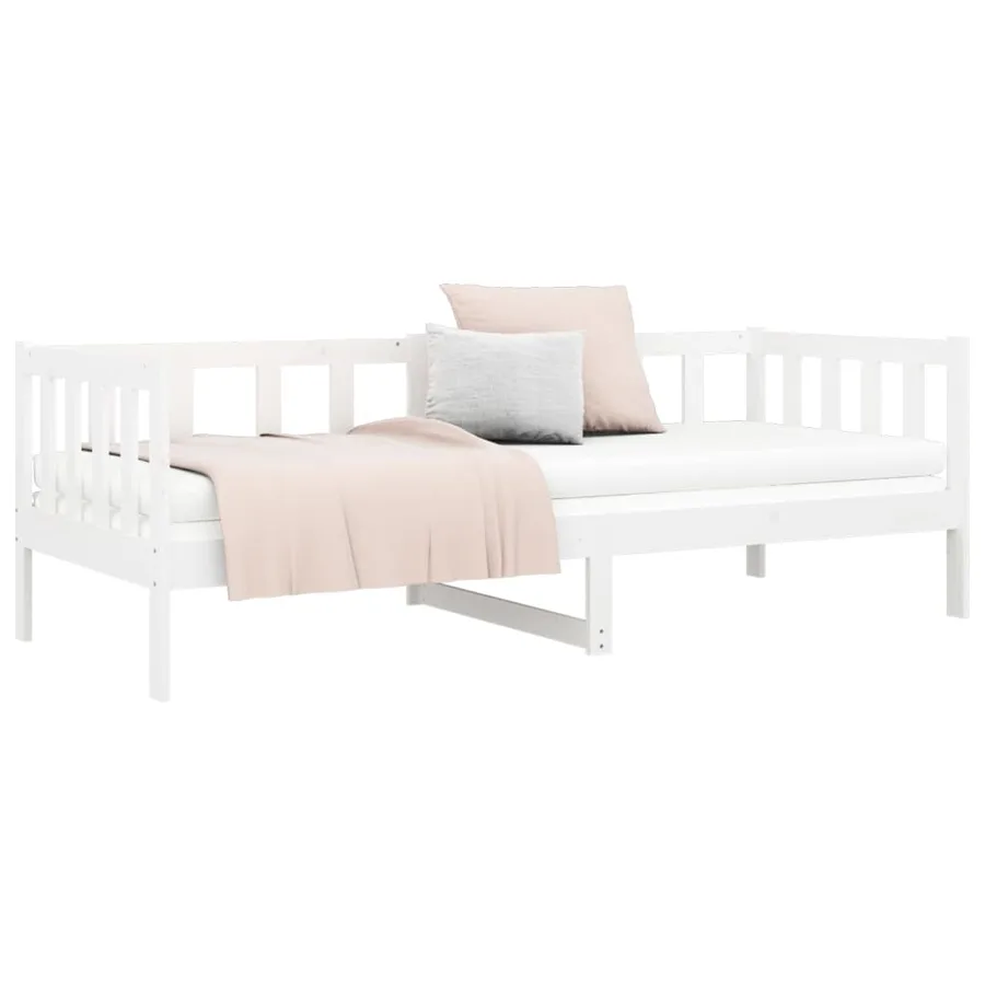 Lit de jour sans matelas blanc 80x200 cm bois de pin massif - 9