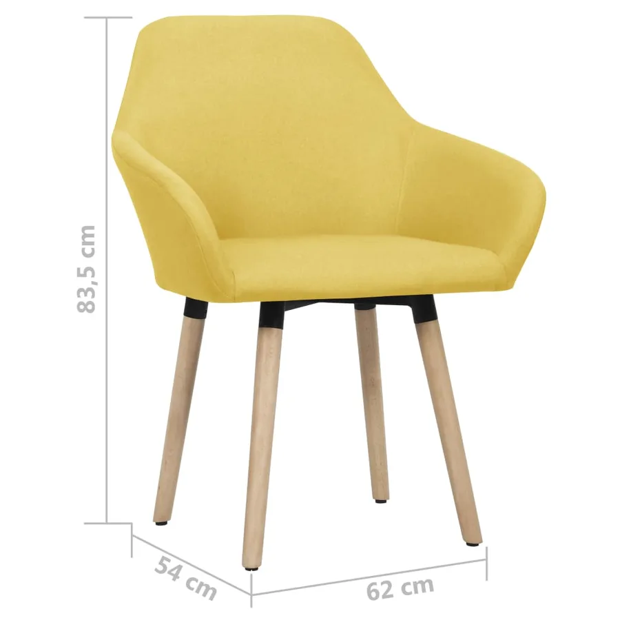 Chaises à manger lot de 2 jaune tissu - 6