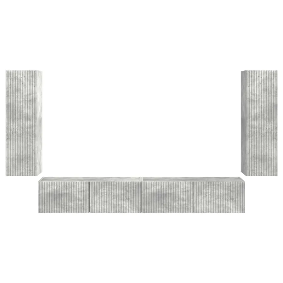 Ensemble de meuble TV mural 4 pcs Gris béton Bois d'ingénierie - 7