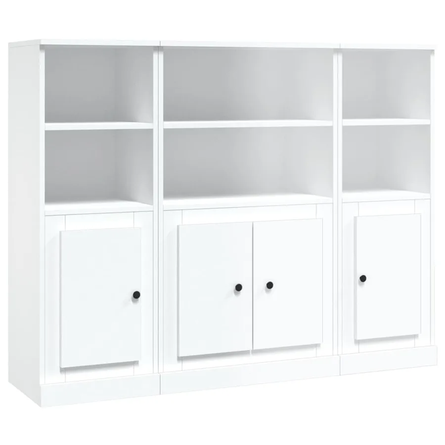 Buffets 3 pcs blanc bois d'ingénierie - 2