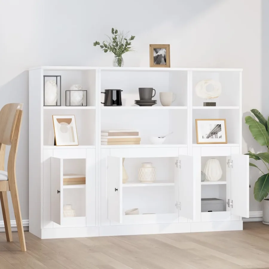 Buffets 3 pcs blanc bois d'ingénierie - 3