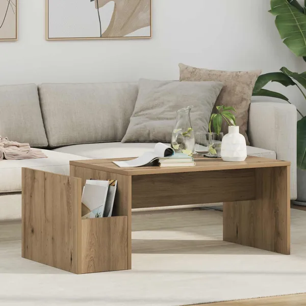 Table basse Chêne artisanal 90 x 45 x 35 cm Bois d'ingénierie